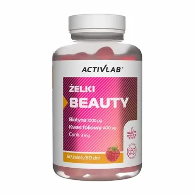 Żelki Beauty Malina Biotyna Kwas Foliowy Cynk Activlab 60 Sztuk