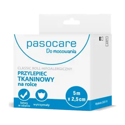 Przylepiec Tkaninowy Na Rolce Do Mocowania 5 m x 2,5 cm Pasocare