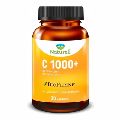 Naturell C 1000+ 500 mg – Buforowana Witamina C z Żeń-szeniem i Cynkiem – 30 kapsułek