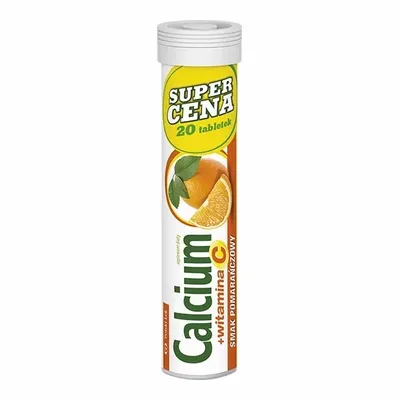 Apteo Calcium z Witaminą C 300 mg – Smak Pomarańczowy – 20 tabletek musujących