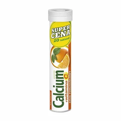 Apteo Calcium z Witaminą C 300 mg – Smak Pomarańczowy – 20 tabletek musujących