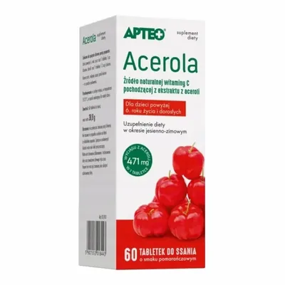 Apteo Acerola 80 mg – Naturalna Witamina C – 90 tabletek do ssania