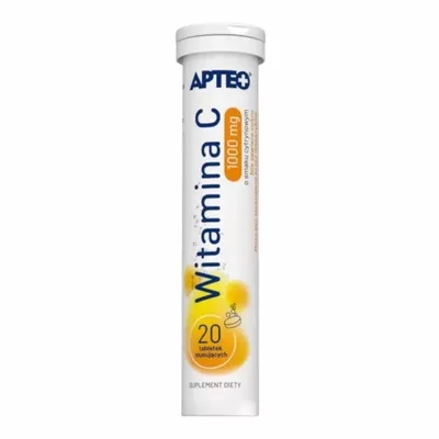 Apteo Witamina C 1000 mg – Musująca o Smaku Cytrynowym – 20 tabletek