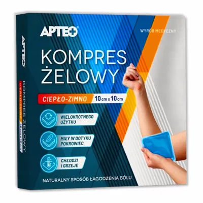 APTEO CARE Kompres żelowy ciepło-zimno 10x10 cm – Wielokrotnego użytku z pokrowcem – 1 szt.