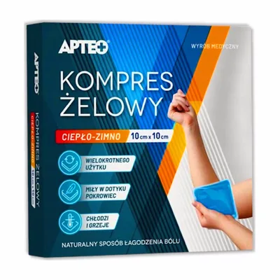 APTEO CARE Kompres żelowy ciepło-zimno 10x10 cm – Wielokrotnego użytku z pokrowcem – 1 szt.