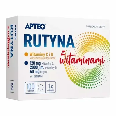 Apteo Rutyna z witaminami C i D – Wzmocnienie Odporności i Naczyń – 100 tabletek