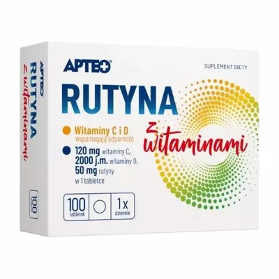 Apteo Rutyna z witaminami C i D – Wzmocnienie Odporności i Naczyń – 100 tabletek