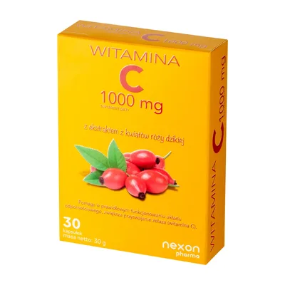 Witamina C 1000mg Z Ekstraktem Z Kwiatów Róży Dzikiej 30 Kapsułek