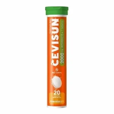 Cevisun Witamina C 2000 mg – Tabletki musujące o smaku pomarańczowym – 20 sztuk
