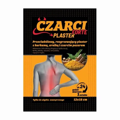 Czarci Plaster Forte Plaster Rozgrzewający 12x18cm – Z Kurkumą, Arniką i Czarcim Pazurem – 1 sztuka