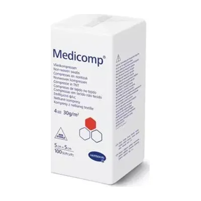 Hartmann Medicomp Kompresy z Włókniny 5x5 cm – 4-Warstwowe, Niejałowe – 100 szt.