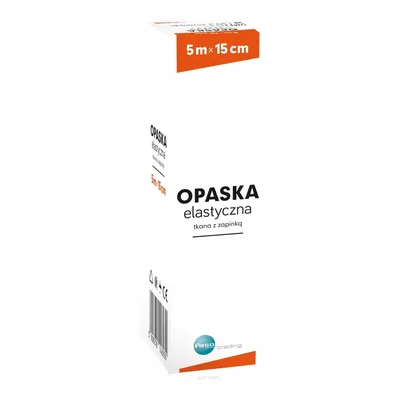 PASO Opaska Elastyczna Tkana 5 m x 15 cm – Z Zapinką – 1 sztuka