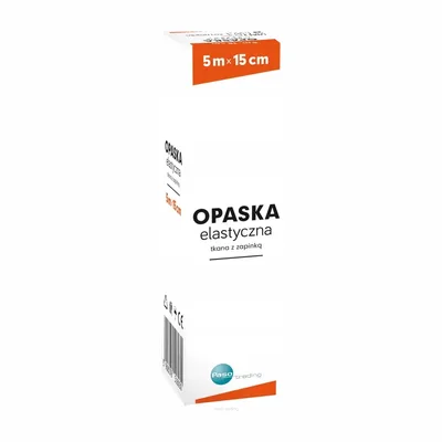 PASO Opaska Elastyczna Tkana 5 m x 15 cm – Z Zapinką – 1 sztuka