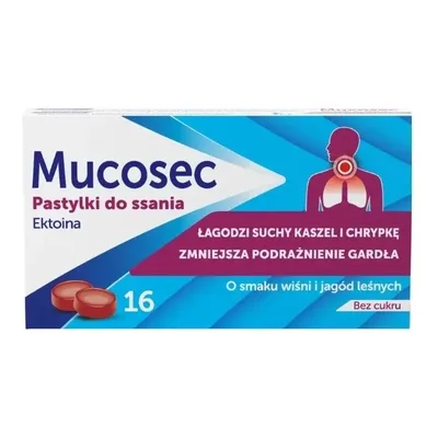 Mucosec Pastylki Do Ssania Kaszel I Chrypka O Smaku Wiśni I Jagód 16 Sztuk