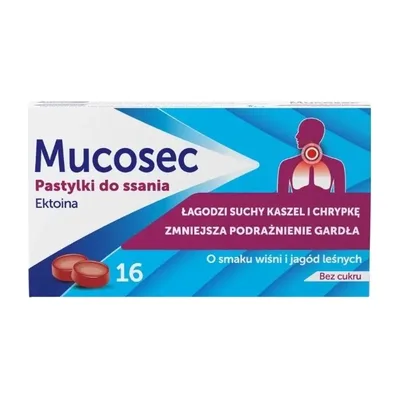 Mucosec Pastylki Do Ssania Kaszel I Chrypka O Smaku Wiśni I Jagód 16 Sztuk