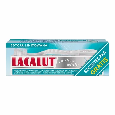 Lacalut Perfect White Pasta Do Zębów 75ml + Szczoteczka Średniej Twardości
