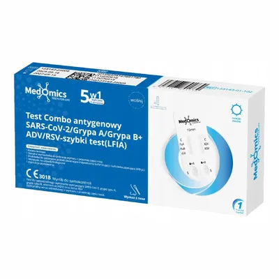 Test Combo Antygenowy Sars-Cov-2/Grypa A/ Grypa B+ Szybki Test 5w1