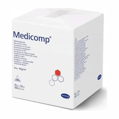 Hartmann Medicomp Kompresy z Włókniny 10 cm x 10 cm – Niejałowe – 100 sztuk