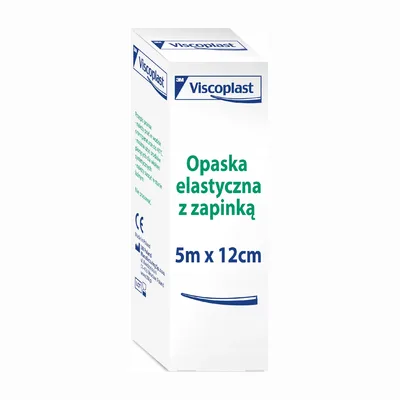 Viscoplast Opaska Elastyczna 12 cm x 5 m – Wielokrotnego Użytku z Zapinką – 1 sztuka
