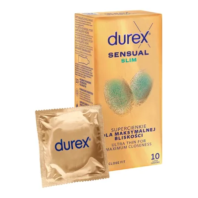 Prezerwatywy Durex Sensual Slim Suoer Cienkie Nawilżane 10 Sztuk