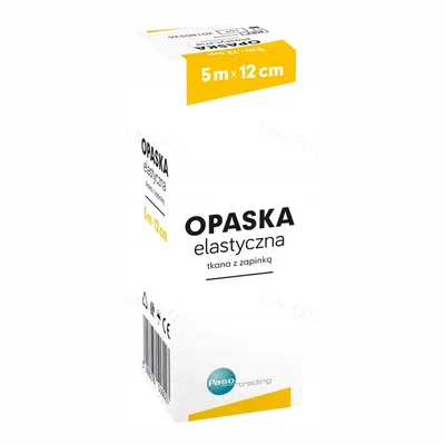 PASO Opaska Elastyczna Tkana z Zapinką 5 m x 12 cm – Wyrób Medyczny – 1 szt.