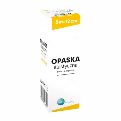 PASO Opaska Elastyczna Tkana z Zapinką 5 m x 12 cm – Wyrób Medyczny – 1 szt.