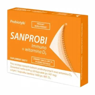 Sanprobi Immuno + Witamina D3 Probiotyk jelita Odporność 20 Kapsułek