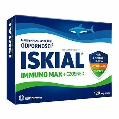 Iskial Immuno Max + Czosnek Olej Z Wątroby Rekina Witamina D 120 kapsułek