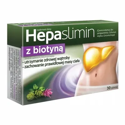 Hepaslimin Z Biotyną Wątroba Odchudzanie Piękne Włosy 30 Tabletek
