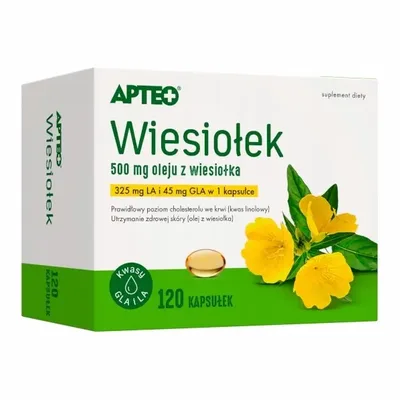 Wiesiołek Apteo 325mg LA i 45mg GLA 120 Kapsułek