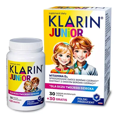 Klarin Junior Dla Oczu Twojego Dziecka  Borówka Czernicy 60 Tabletek