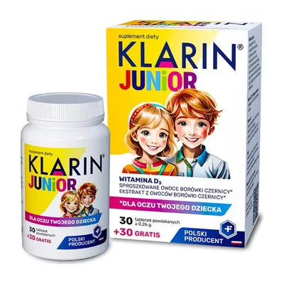 Klarin Junior Dla Oczu Twojego Dziecka  Borówka Czernicy 60 Tabletek