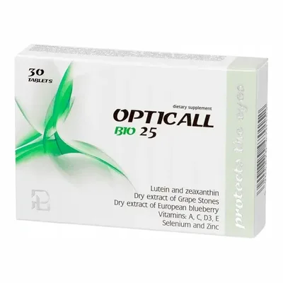 Opticall Bio 25 Luteina 25 mg + Zeaksantyna 30 Tabletek