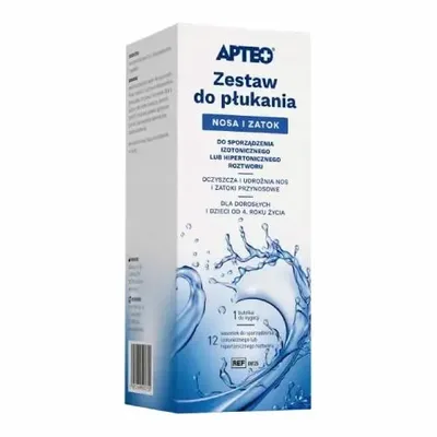 Apteo Zestaw Do Płukania Nosa I Zatok 12 Saszetek + Butelka Do Irygacji