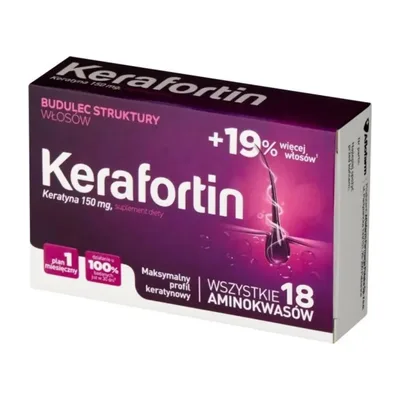 Kerafortin Keratyna 150mg Budulec Struktury Włosów 30 Tabletek