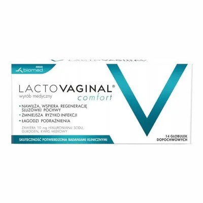 Lactovaginal Comfort Globulki Dopochwowe Nawilżanie Regeneracja 14 Sztuk