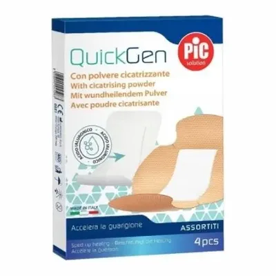 PIC QuickGen Plaster Z Gazą Z Kwasem Hialuronowym Mix 4 Sztuki