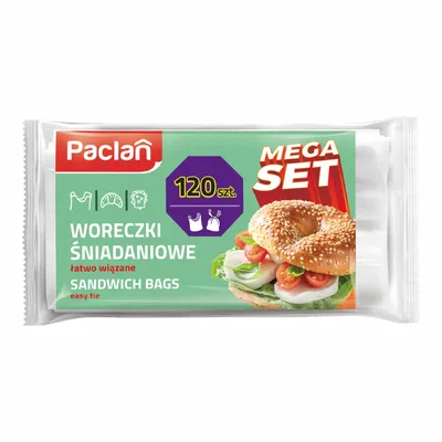 Woreczki Śniadaniowe Łatwo Wiązane Do Kanapek Paclan Mega Paka 120 Sztuk