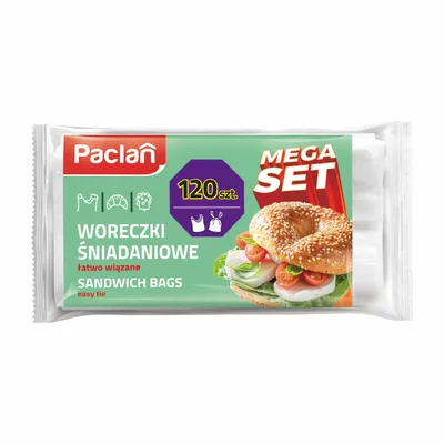 Woreczki Śniadaniowe Łatwo Wiązane Do Kanapek Paclan Mega Paka 120 Sztuk
