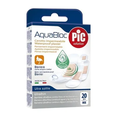 PIC AquaBlock Plastry Mix Wodoodporne Bardzo Cienkie 20 Sztuk