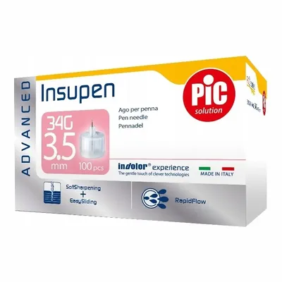Igły Do Penów PIC Insupen 34G 3,5mm 100 Sztuk