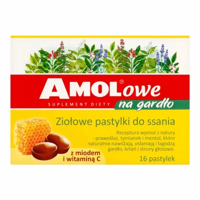 AMOLowe Na Gardło Pastylki Do Ssania Z Miodem I Witaminą C 16 Pastylek