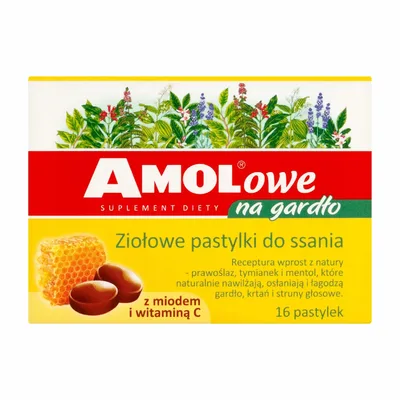 AMOLowe Na Gardło Pastylki Do Ssania Z Miodem I Witaminą C 16 Pastylek