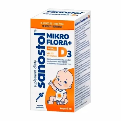 Sanostol Mikroflora+ D3 400j.m. Krople 8ml