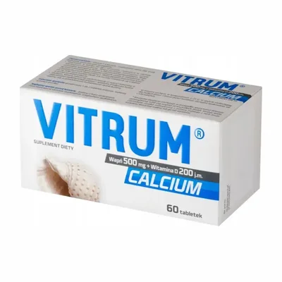 Vitrum Calcium Wapń 500mg + Witamina D 200 j.m. 60 Tabletek