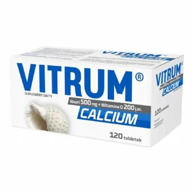 Vitrum Calcium Wapń 500mg + Witamina D 200 j.m. 120 Tabletek