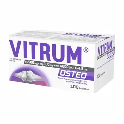 Vitrum Osteo Wapń Magnez Wit D Cynk Wspiera Kości 100 Tabletek