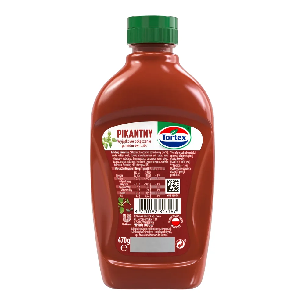 Tortex Ketchup Pikantny 470g/12