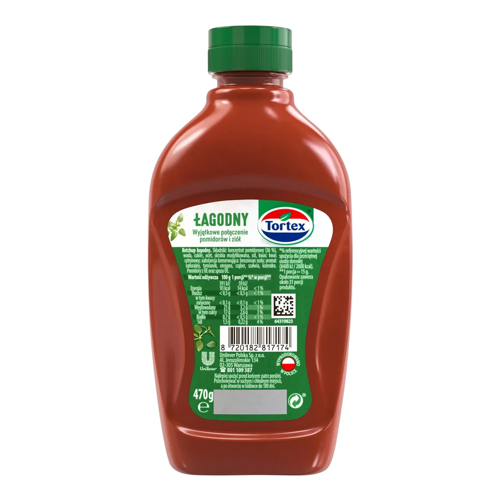 Tortex Ketchup Łagodny 470g/12