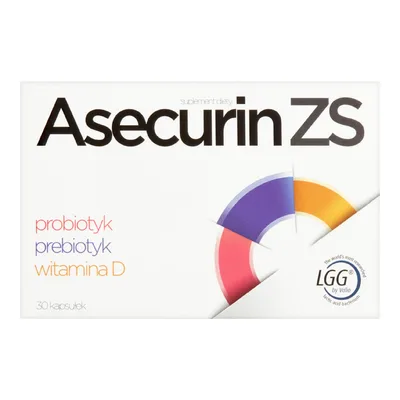 Asecurin ZS Probiotyk Prebiotyk Witamina C 30 Kapsułek